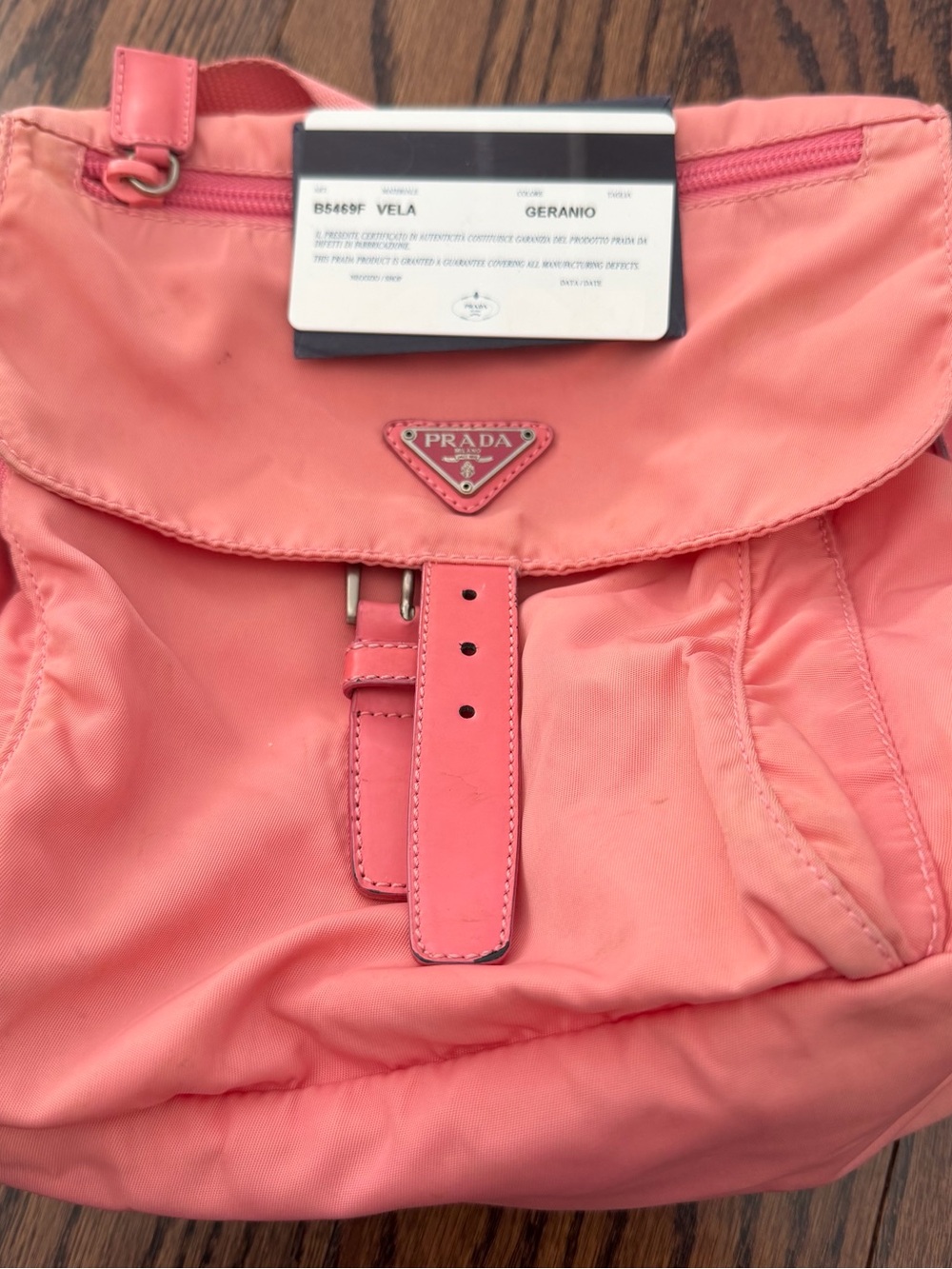 Prada Pink Nylon Strap with Branded Metal Accent